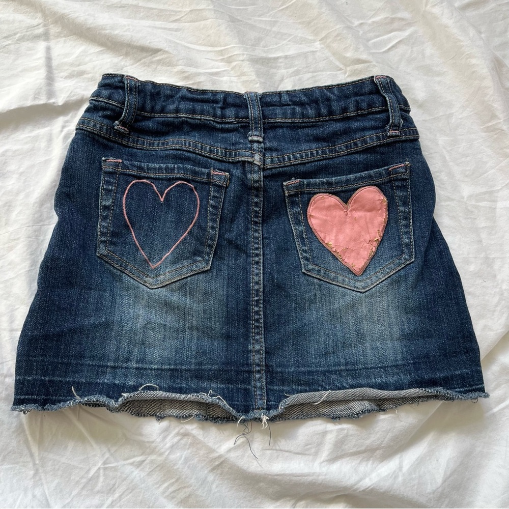 💗pink heart jean mini skirt💗